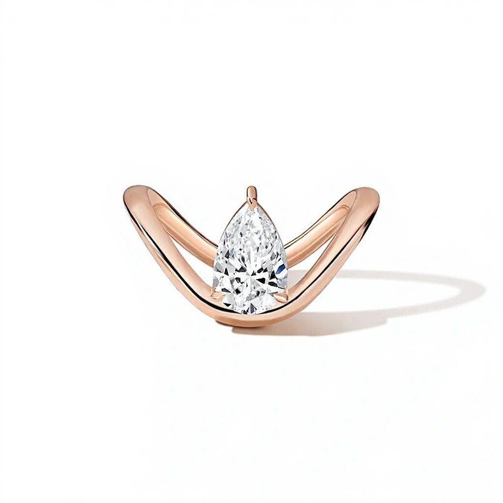 Zales x SHAHLA 1.5 CT. Pear Lab-Grown Diamond Solitaire Zaha Dip Engagement Ring in 14K Rose Gold (F/VS2)