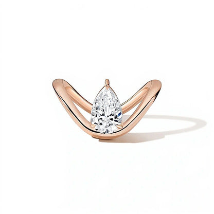 Zales x SHAHLA 1.5 CT. Pear Lab-Grown Diamond Solitaire Zaha Dip Engagement Ring in 14K Rose Gold (F/VS2)