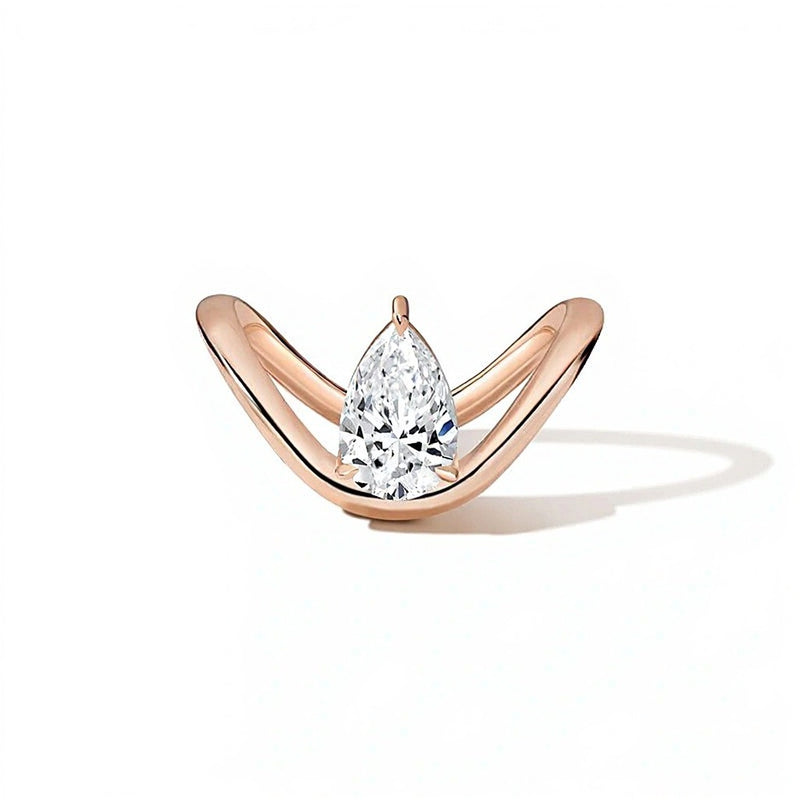 Zales x SHAHLA 1.5 CT. Pear Lab-Grown Diamond Solitaire Zaha Dip Engagement Ring in 14K Rose Gold (F/VS2)