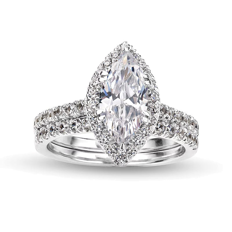 2.25 CT. TW Marquise-Cut Lab-Grown Diamond Frame Bridal Set in 14K White Gold (I/SI2)