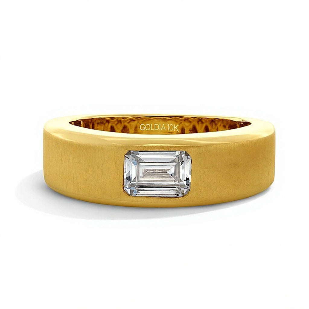 1.0 CT. Emerald-Cut Lab-Grown Diamond Solitaire Band in 10K Gold (F/VS2)