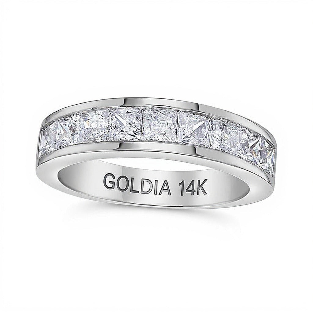1.5 CT. TW Princess-Cut Diamond Nine Stone Wedding Band in 14K White Gold (H/VS2)