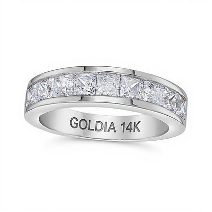 1.5 CT. TW Princess-Cut Diamond Nine Stone Wedding Band in 14K White Gold (H/VS2)