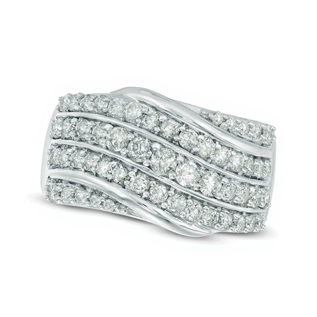 1.0 CT. TW Diamond Slant Anniversary Band in 10K White Gold