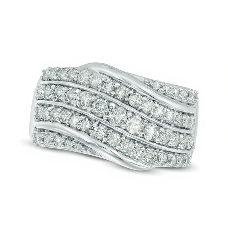1.0 CT. TW Diamond Slant Anniversary Band in 10K White Gold