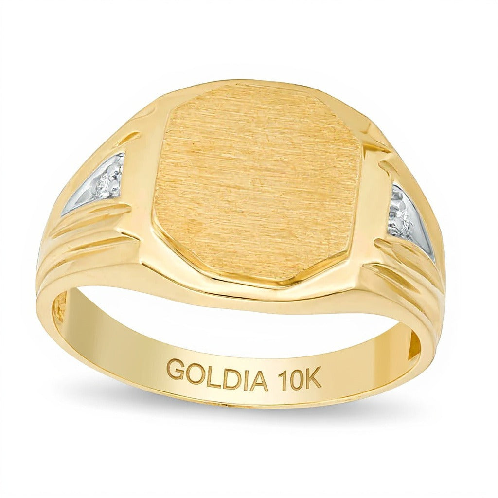Diamond Accent Signet Ring in 10K Gold
