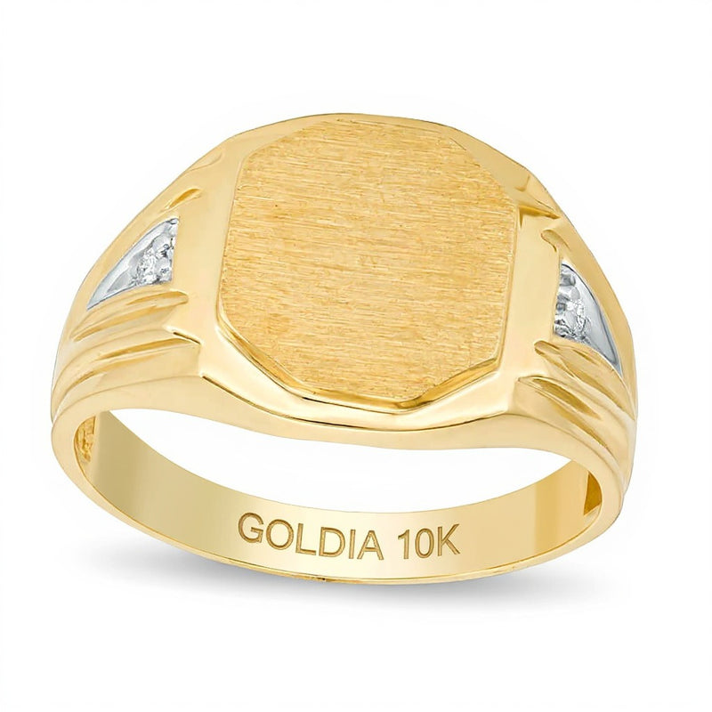 Diamond Accent Signet Ring in 10K Gold