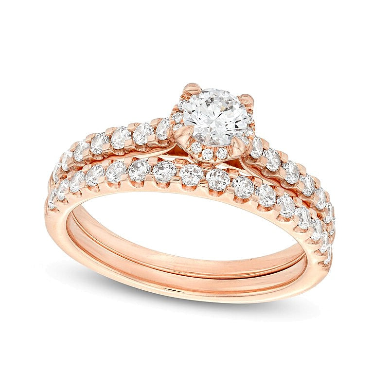 1.0 CT. TW Diamond Hidden Frame Bridal Set in 14K Rose Gold (I/I2)