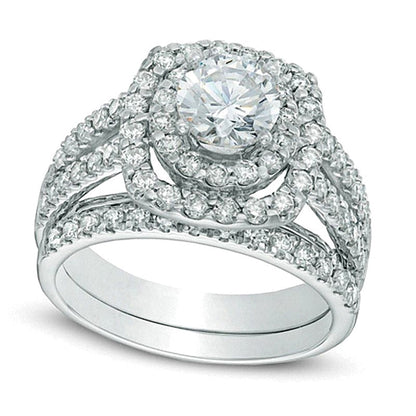 2.2 CT. TW Diamond Double Frame Bridal Set in 14K White Gold