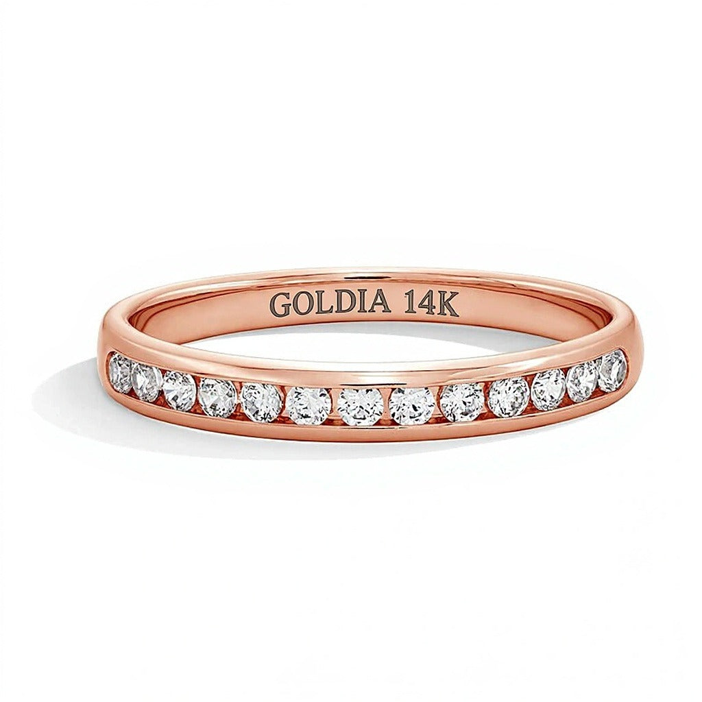 0.25 CT. TW Diamond Channel-Set Thirteen Stone Band in 14K Rose Gold