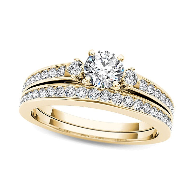 1.0 CT. TW Diamond Tapered Shank Bridal Set in 14K Gold