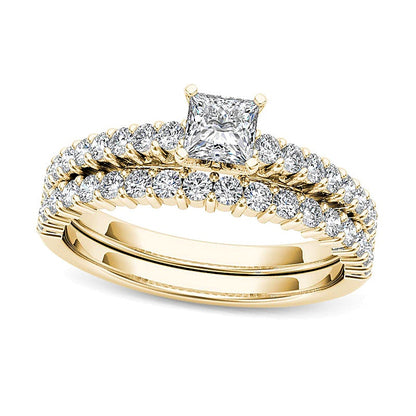 1.0 CT. TW Princess-Cut Diamond Bridal Set in 14K Gold