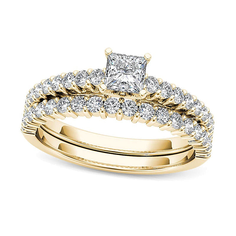 1.0 CT. TW Princess-Cut Diamond Bridal Set in 14K Gold