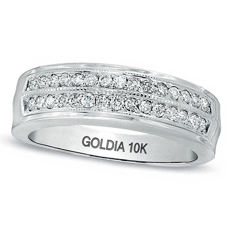 0.5 CT. TW Diamond Double Row Wedding Band in 10K White Gold