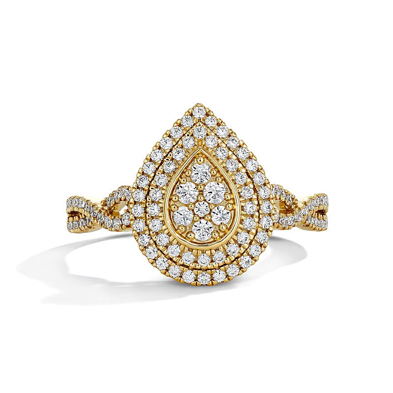 0.5 CT. TW Multi-Diamond Double Frame Engagement Ring in 10K Gold