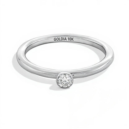 0.13 CT. Diamond Bezel-Set Solitaire Stackable Anniversary Band in 10K White Gold (I/I2)