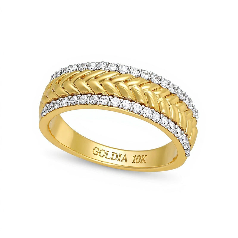 0.33 CT. TW Diamond Edge Herringbone Band in 10K Gold