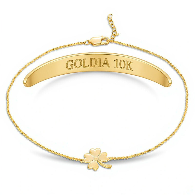 Four-Leaf Clover Anklet in 10K Gold - 10"
