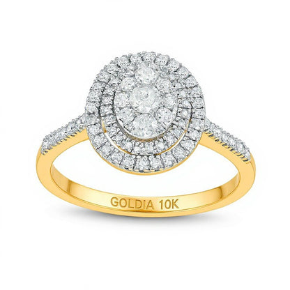 0.5 CT. TW Composite Oval Diamond Double Frame Ring in 10K Gold