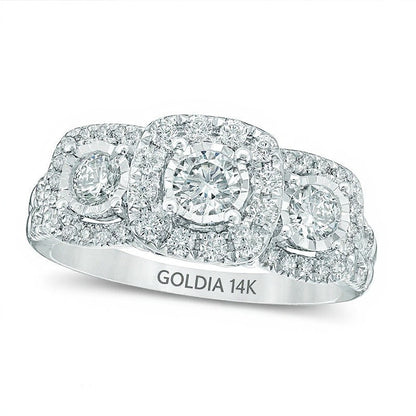 1.0 CT. TW Diamond Frame Past Present FutureÂ® Engagement Ring in 14K White Gold