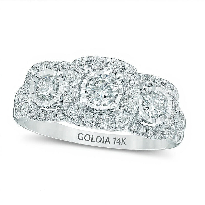 1.0 CT. TW Diamond Frame Past Present FutureÂ® Engagement Ring in 14K White Gold
