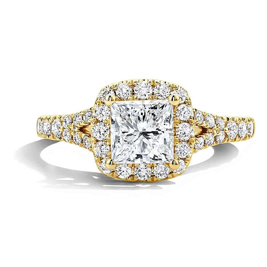 1.5 CT. TW Princess-Cut Lab-Grown Diamond Frame Engagement Ring in 14K Gold (F/VS2)
