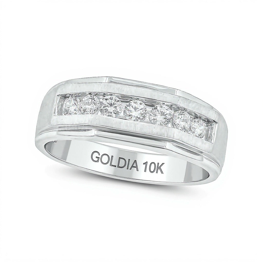 0.5 CT. TW Diamond Seven Stone Geometric Band in 10K White Gold