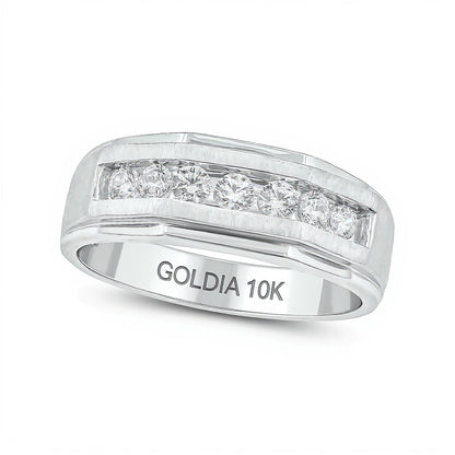 0.5 CT. TW Diamond Seven Stone Geometric Band in 10K White Gold
