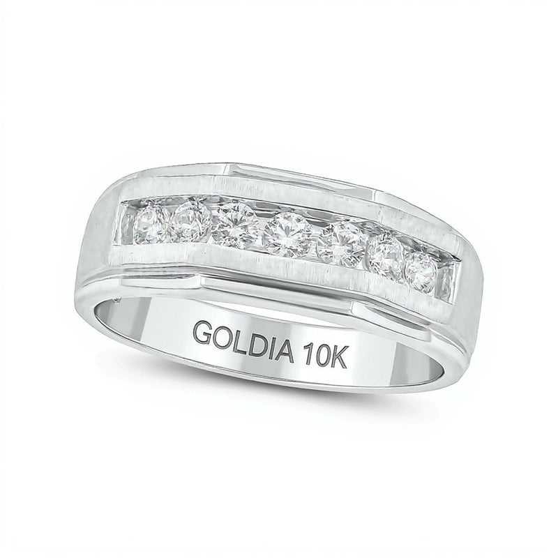 0.5 CT. TW Diamond Seven Stone Geometric Band in 10K White Gold
