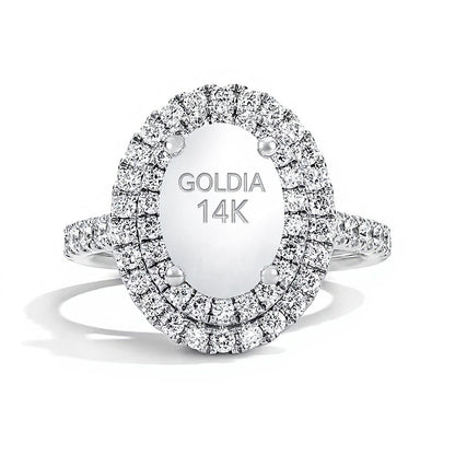 3.0 CT. TW Oval Lab-Grown Diamond Double-Frame Engagement Ring in 14K White Gold (F/VS2)