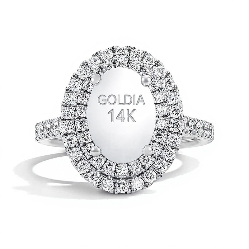 3.0 CT. TW Oval Lab-Grown Diamond Double-Frame Engagement Ring in 14K White Gold (F/VS2)