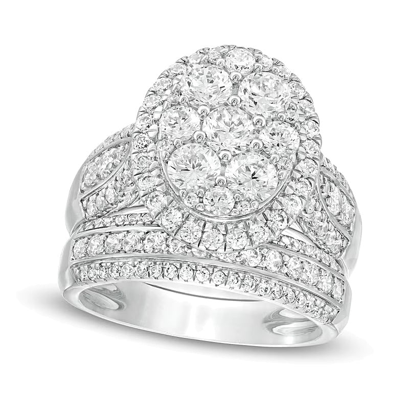 2.5 CT. TW Composite Diamond Oval Frame Multi-Row Bridal Set in 10K White Gold
