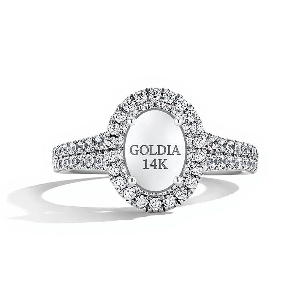 1.0 CT. TW Oval Lab-Grown Diamond Double-Frame Engagement Ring in 14K White Gold (F/VS2)