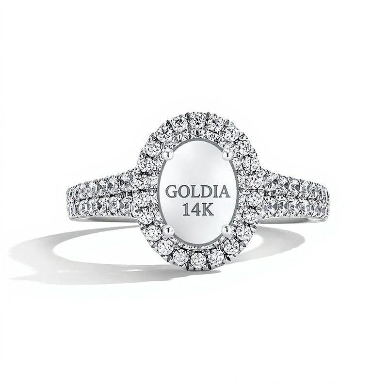1.0 CT. TW Oval Lab-Grown Diamond Double-Frame Engagement Ring in 14K White Gold (F/VS2)