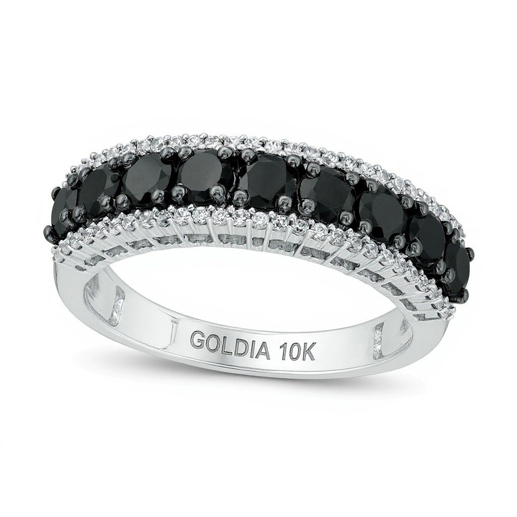 1.25 CT. TW Enhanced Black and White Diamond Anniversary Band in 10K White Gold