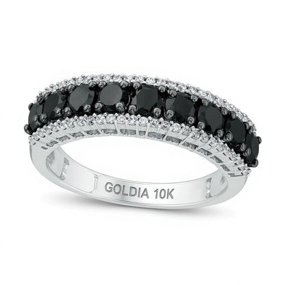 1.25 CT. TW Enhanced Black and White Diamond Anniversary Band in 10K White Gold