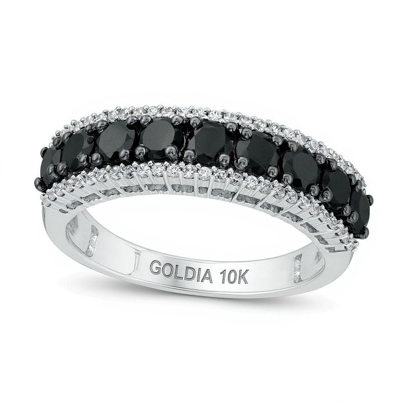 1.25 CT. TW Enhanced Black and White Diamond Anniversary Band in 10K White Gold