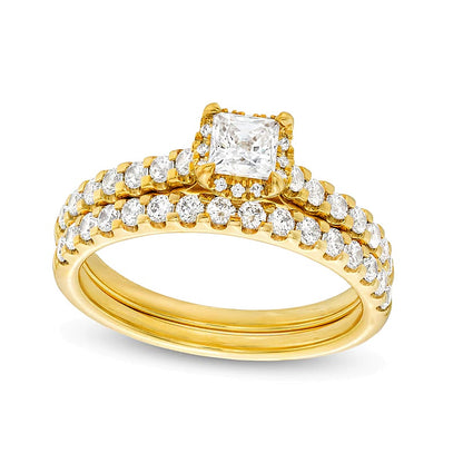 1.0 CT. TW Princess-Cut Diamond Hidden Frame Bridal Set in 14K Gold (I/I2)