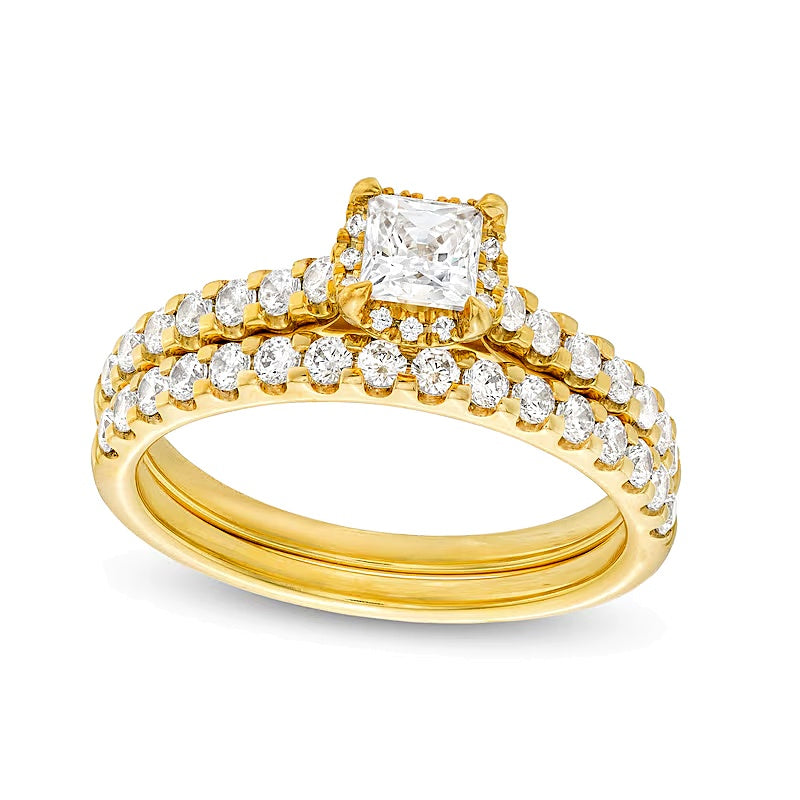 1.0 CT. TW Princess-Cut Diamond Hidden Frame Bridal Set in 14K Gold (I/I2)