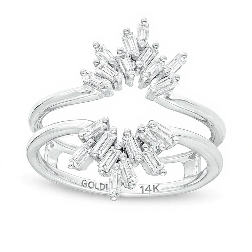 0.5 CT. TW Baguette Diamond Scatter Crown Solitaire Enhancer in 14K White Gold