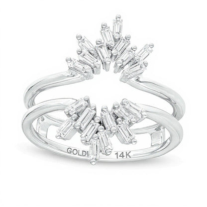 0.5 CT. TW Baguette Diamond Scatter Crown Solitaire Enhancer in 14K White Gold