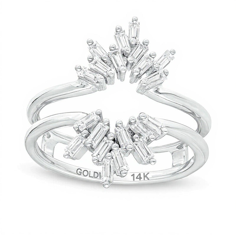 0.5 CT. TW Baguette Diamond Scatter Crown Solitaire Enhancer in 14K White Gold