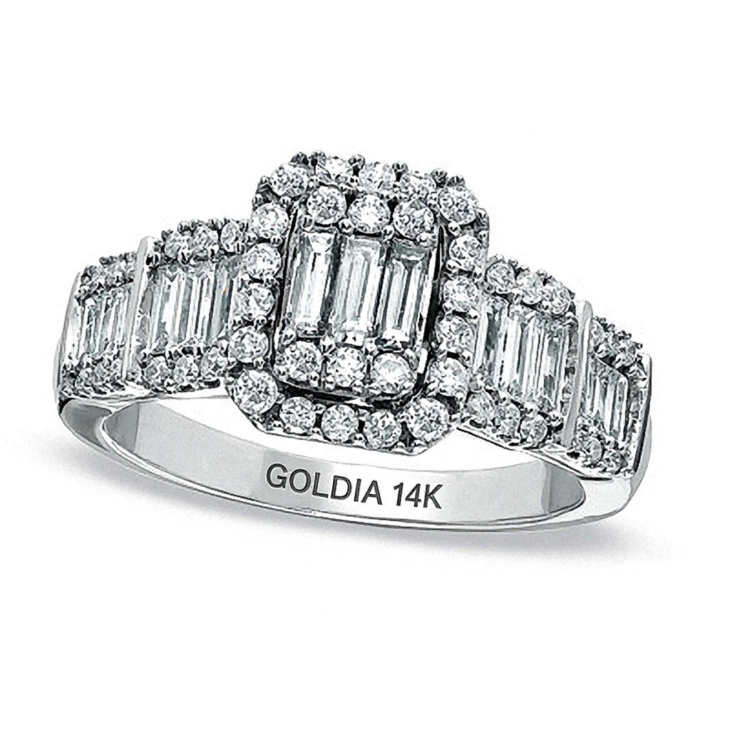 1.0 CT. TW Multi-Baguette Diamond Frame Ring in 14K White Gold