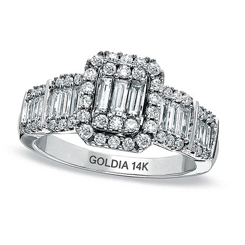 1.0 CT. TW Multi-Baguette Diamond Frame Ring in 14K White Gold