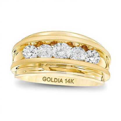 1.5 CT. TW Diamond Five Stone Wedding Band in 14K Gold