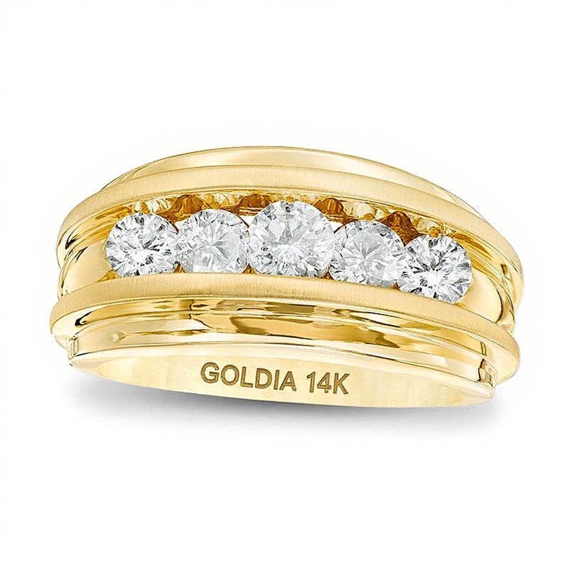 1.5 CT. TW Diamond Five Stone Wedding Band in 14K Gold