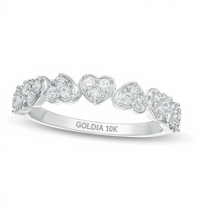 0.33 CT. TW Diamond Heart Wedding Band in 10K White Gold