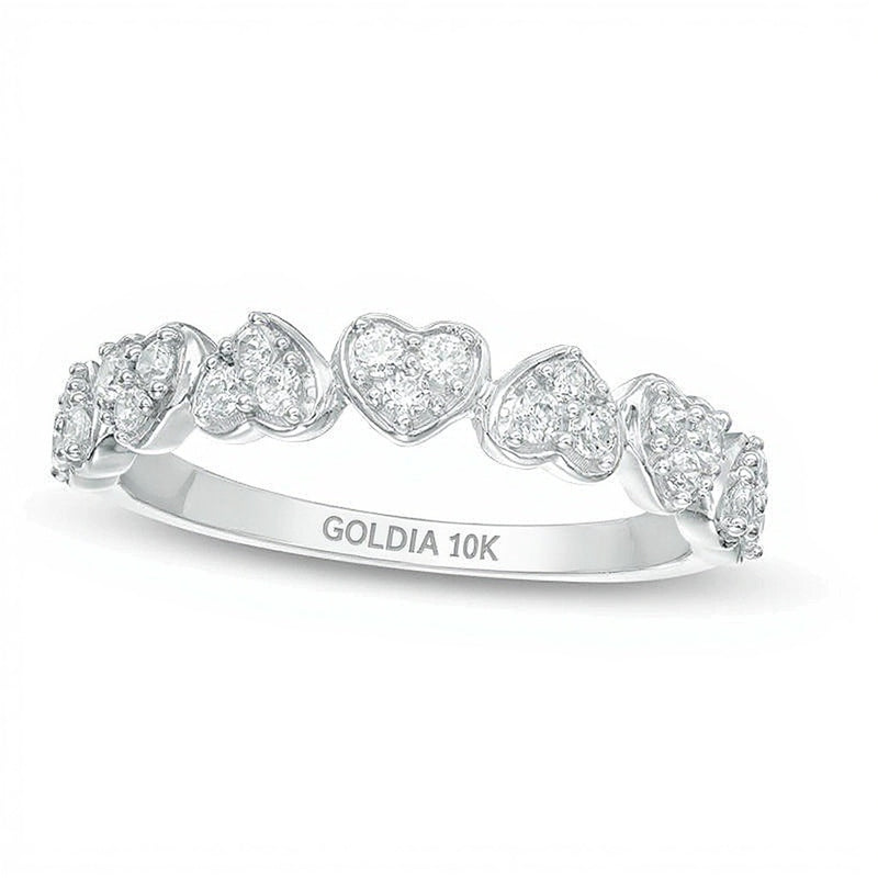 0.33 CT. TW Diamond Heart Wedding Band in 10K White Gold