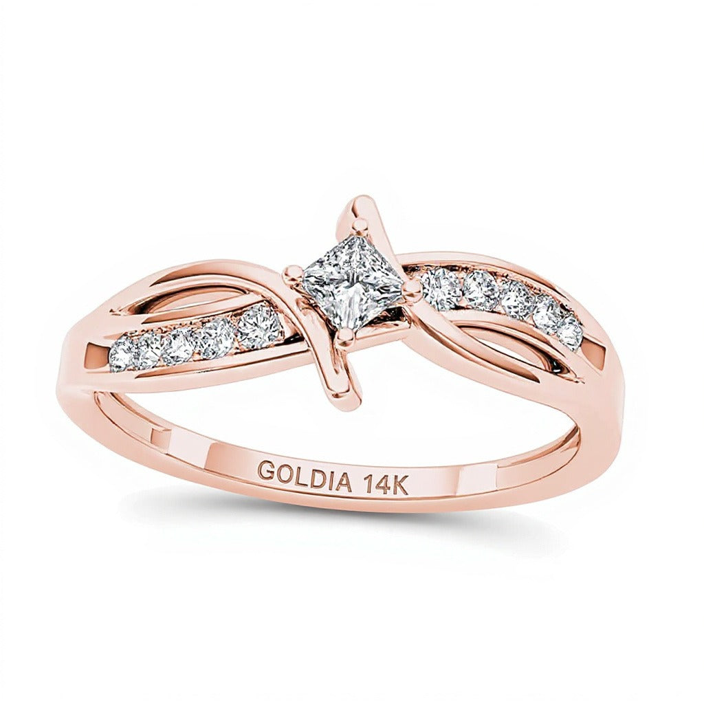 0.25 CT. TW Princess-Cut Diamond Bypass Promise Ring in 14K Rose Gold