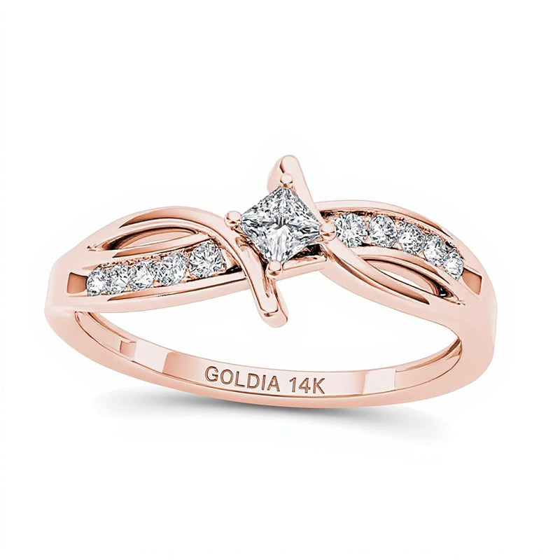 0.25 CT. TW Princess-Cut Diamond Bypass Promise Ring in 14K Rose Gold